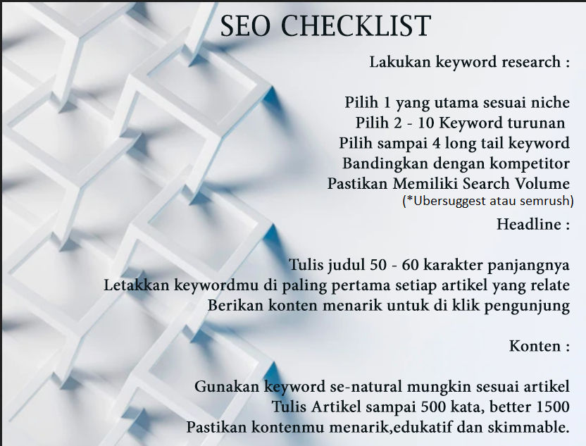 SEO Checklist, begini cara membuatnya